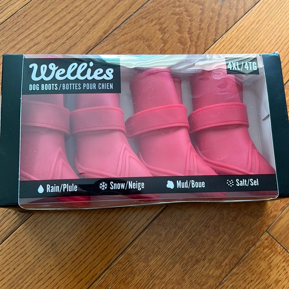 Wellies Dog rain boots. NIB 4XL/4TG Red